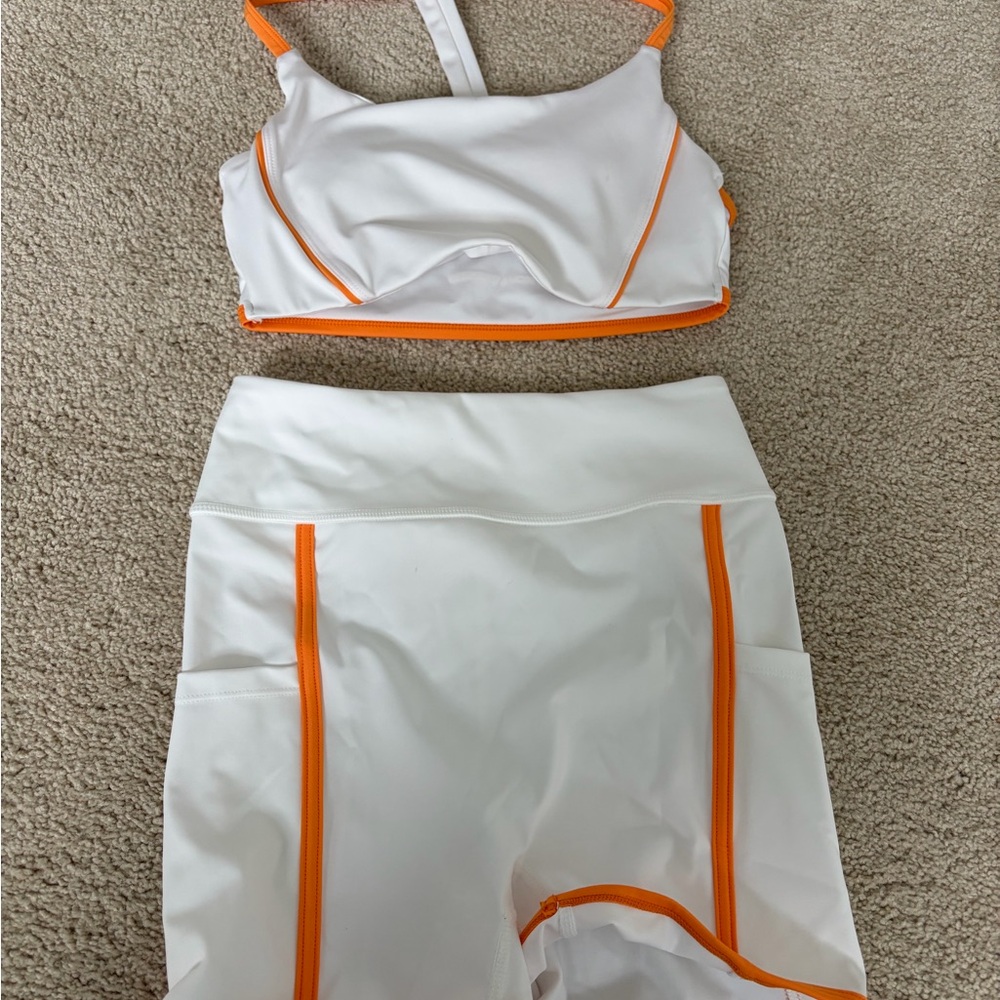 Fashion Nova Sun Sweats Elevate Sports Bra and Shorts Set